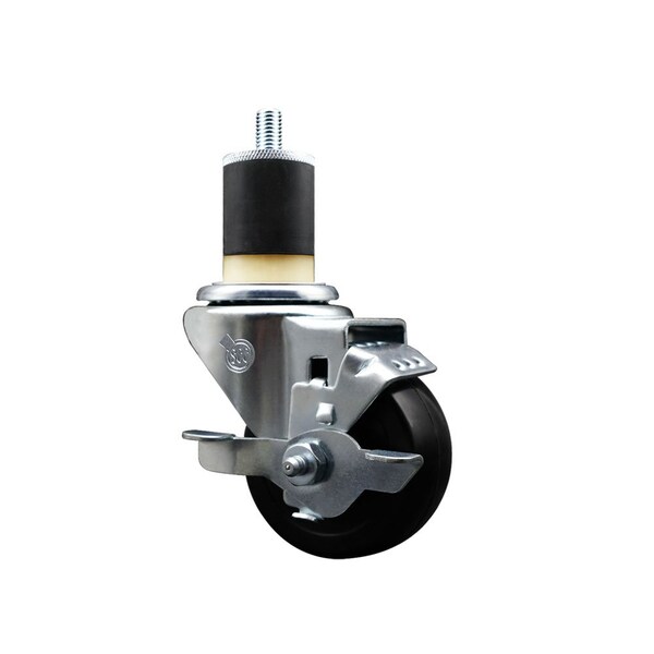 Service Caster 3'' Soft Rubber Swivel 1-7/8'' Expanding Stem Caster with Brake SCC-EX20S314-SRS-TLB-178 - main